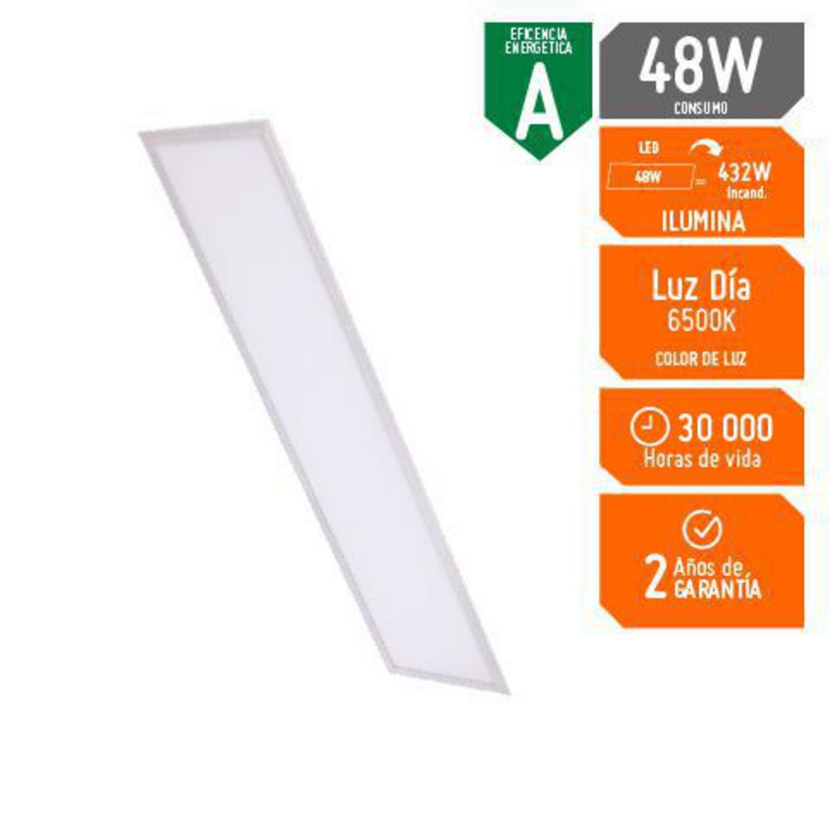 GZ LIGHTING - Panel LED Luz Fría 48W 120x30cm