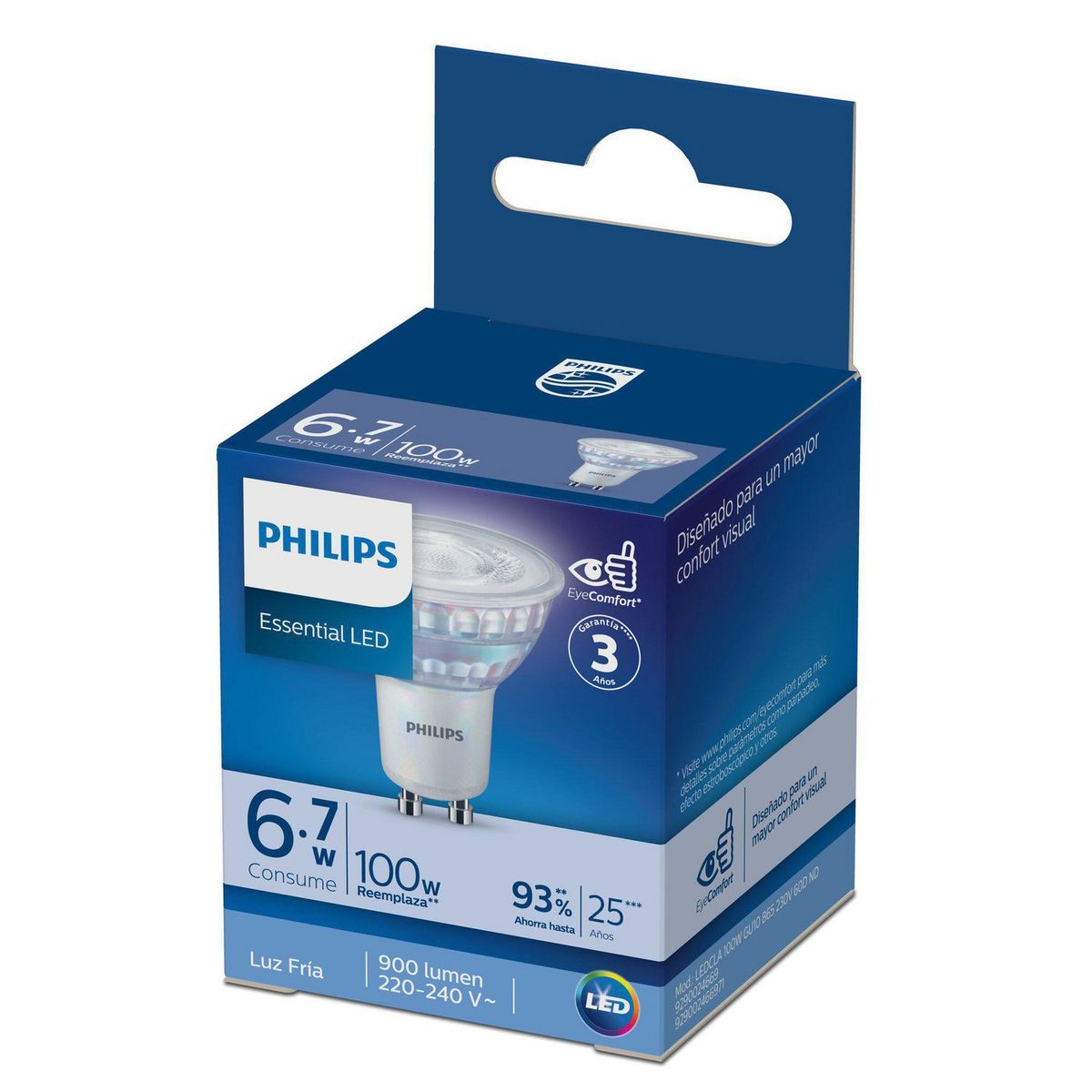 PHILIPS - Foco Dicroica LED GU10 LED 6.7W 100W Luz Fría