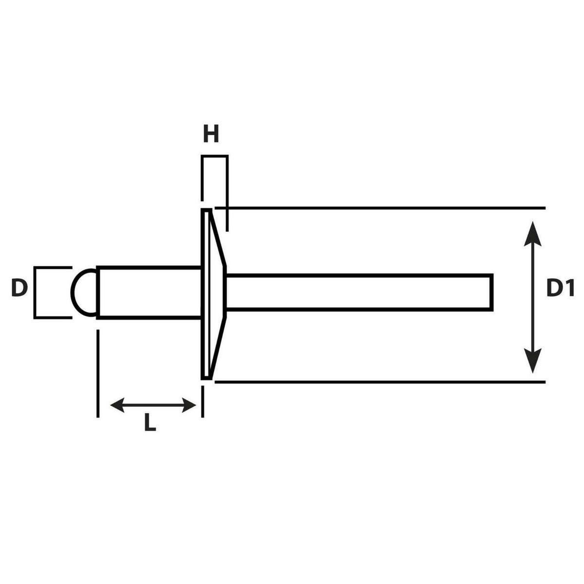 MAMUT - Remache Tipo Pop Ala Ancha Inoxidable M4.8x27 5 unid.