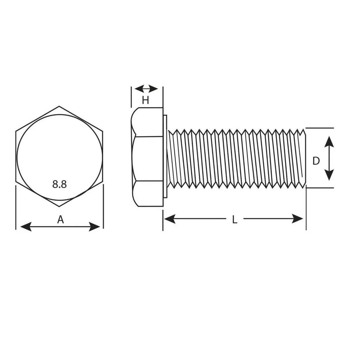 MAMUT - Perno Cabeza Hexagonal Inoxidable con Tuerca 5/16-18x1/2 2 unid