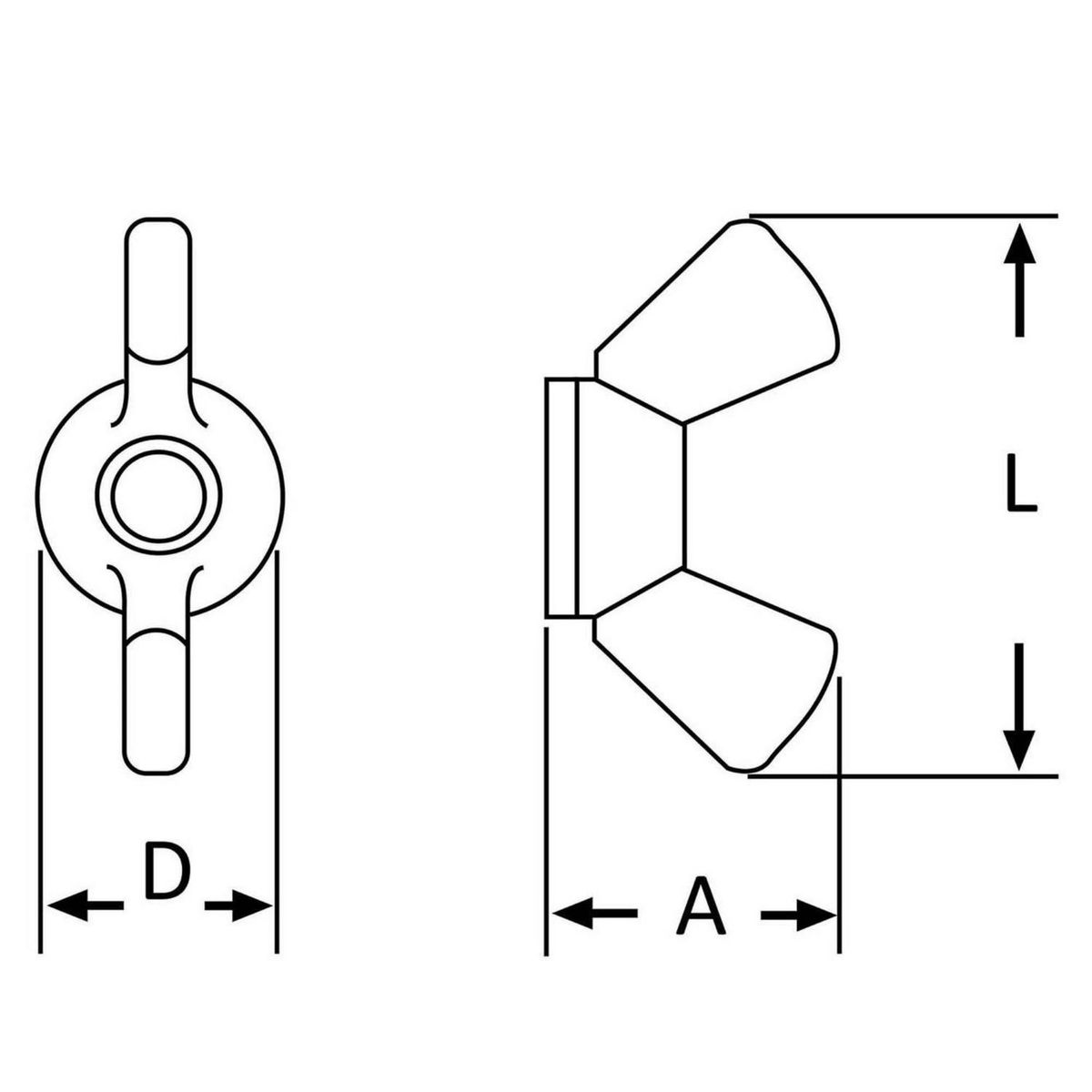 MAMUT - Tuerca Mariposa Métrica Inoxidable M3 2 unid.