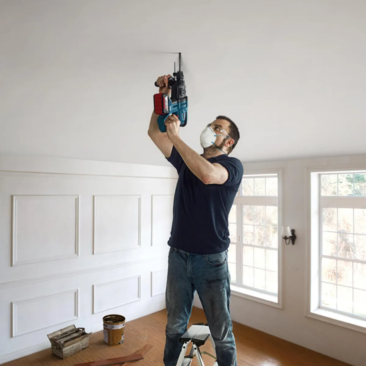 BOSCH - Amoladora Inalámbrica 18V Bosch GWS 180-LI + Rotomartillo Inalámbrico 18V Bosch GBH 180-LI Brushless + 2 Baterías + Maletín de Plástico