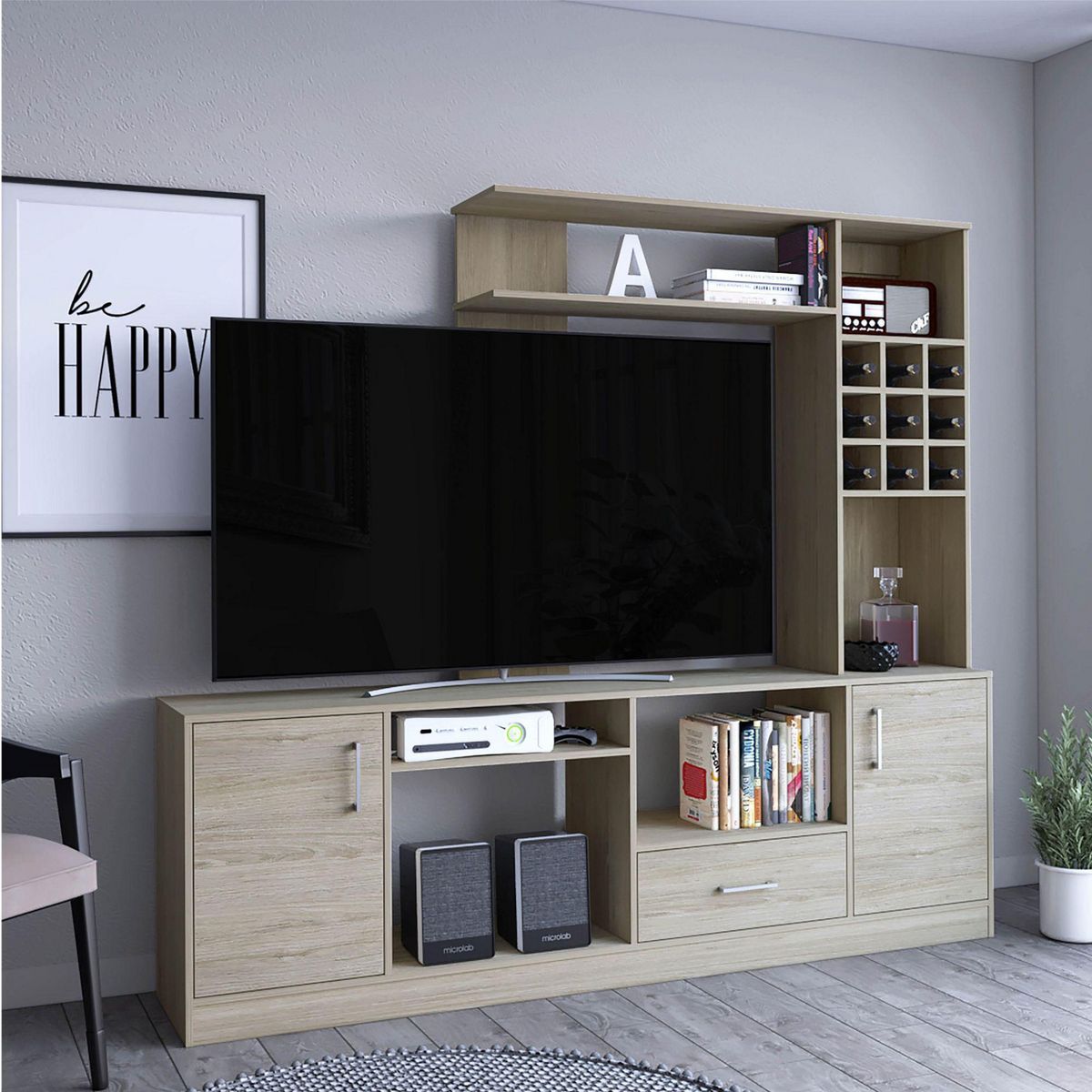 TUHOME - Centro de Entretenimiento 60" Bar Cava Beijing