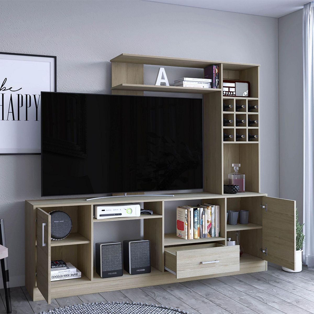 TUHOME - Centro de Entretenimiento 60" Bar Cava Beijing