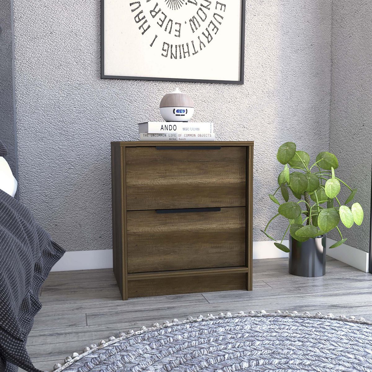 TUHOME - Velador 2 Cajones Kaia