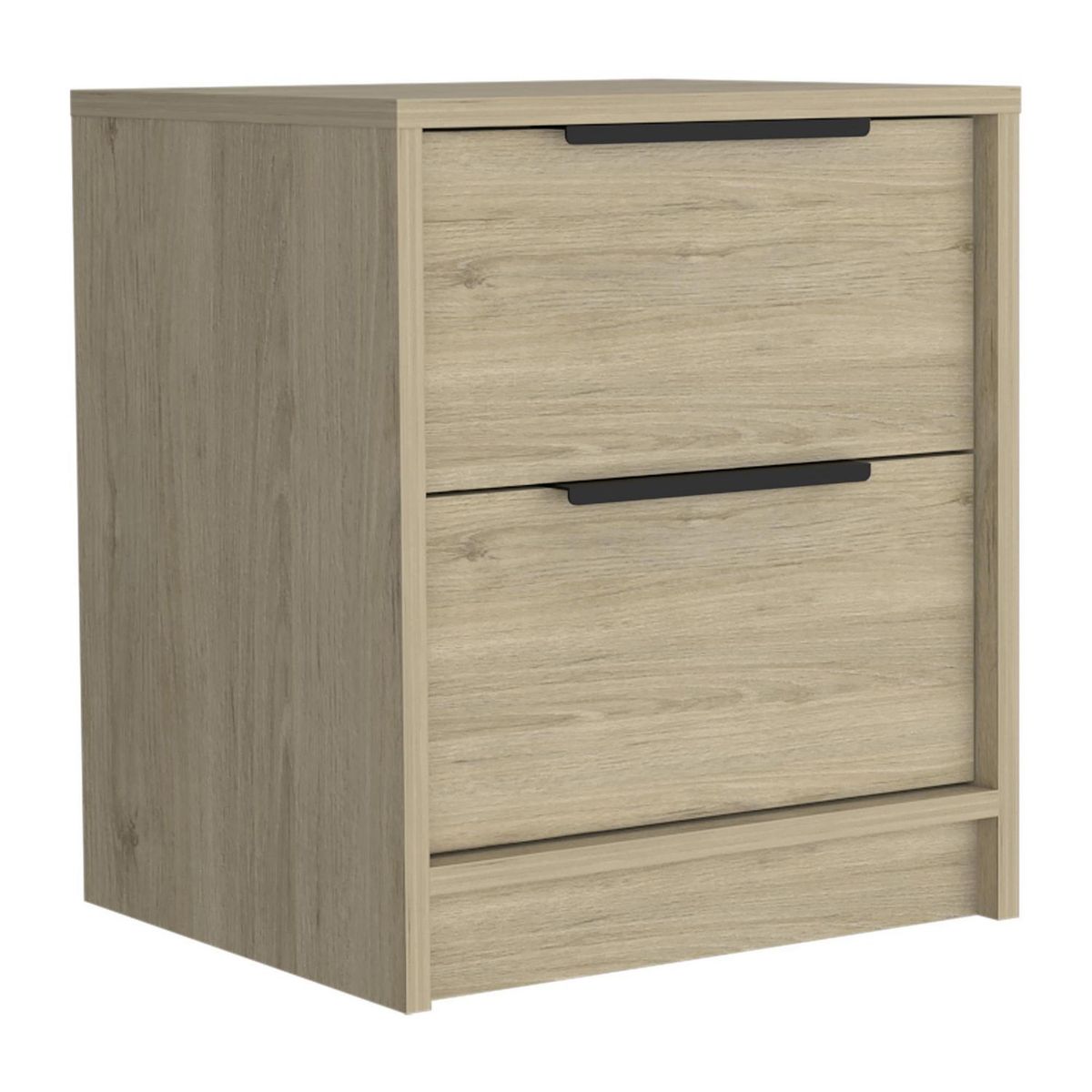 TUHOME - Velador Kaia 2 Cajones Rovere/Blanco Marquez