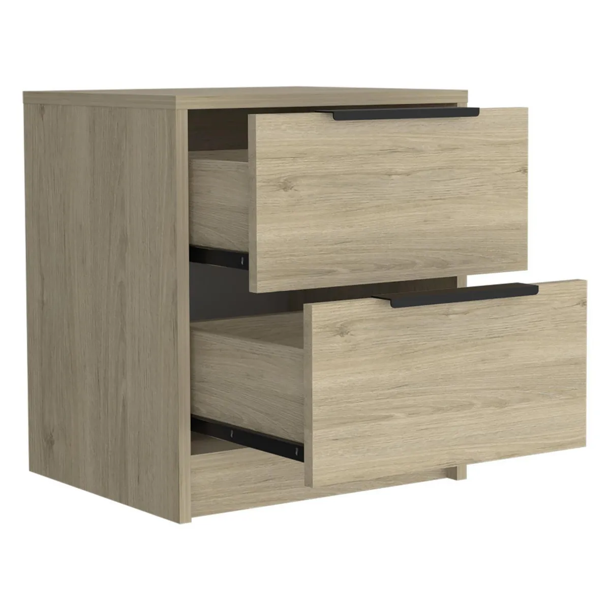 TUHOME - Velador Kaia 2 Cajones Rovere/Blanco Marquez