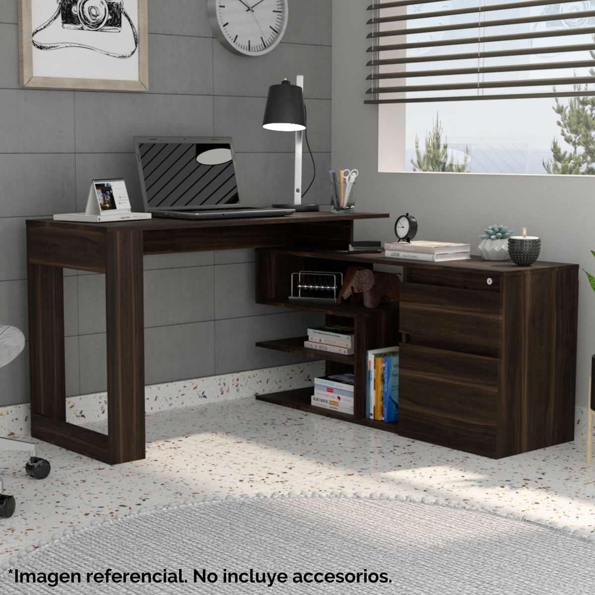 TUHOME - Escritorio en L Habano Melamina Alteza