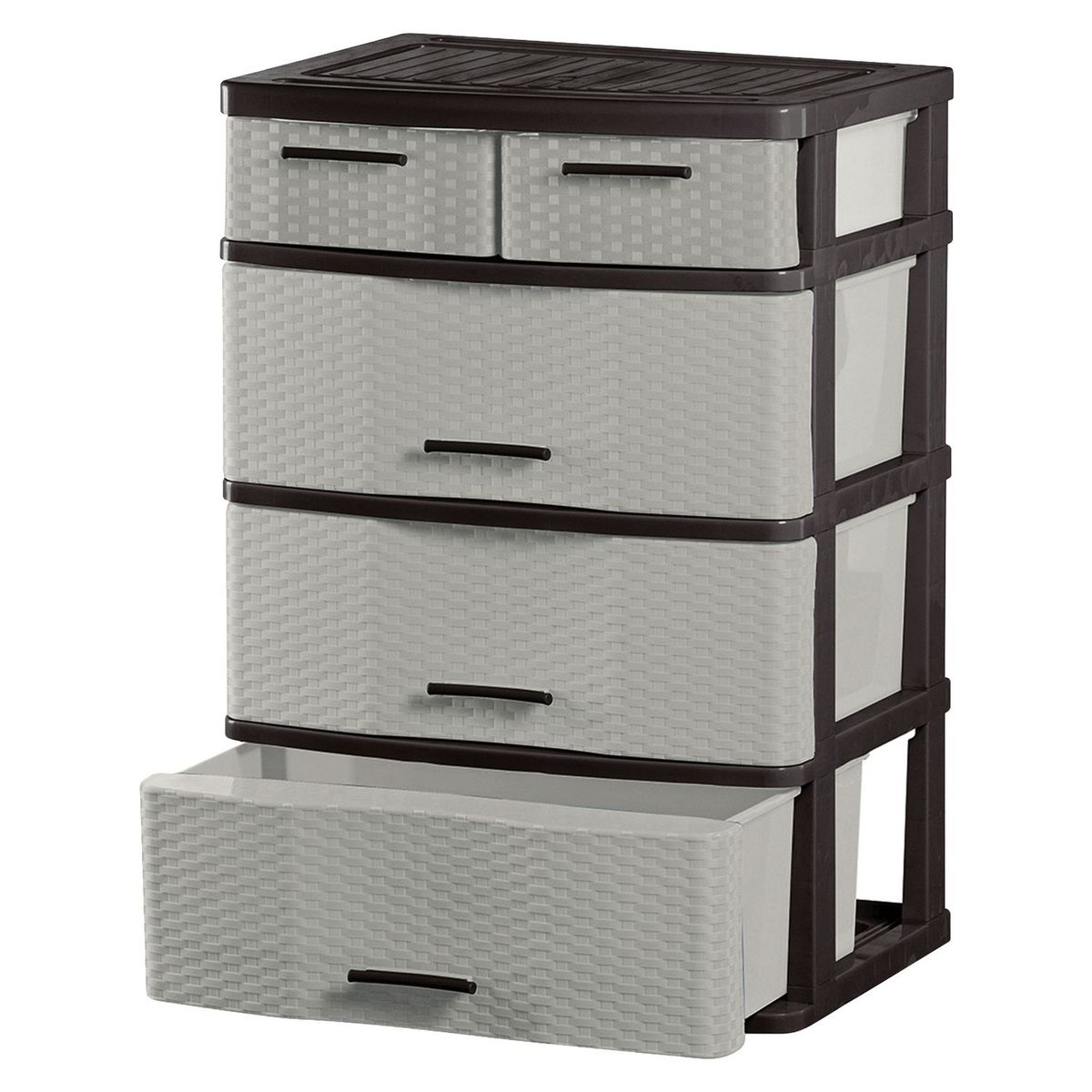 POLINPLAST - Cómoda Comodina Ratán 4 Cajones Marrón Beige