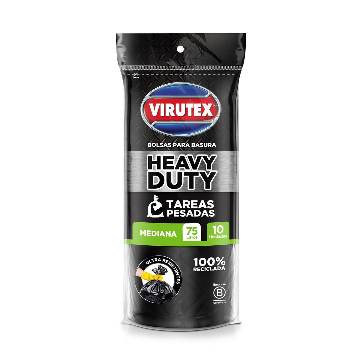 VIRUTEX - Bolsa para Basura Reforzada 75L x10 unidades
