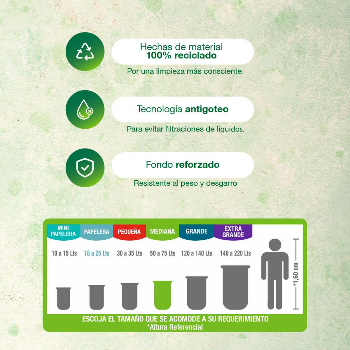 VIRUTEX - Bolsa de Basura Antibacterial 75 Litros10und