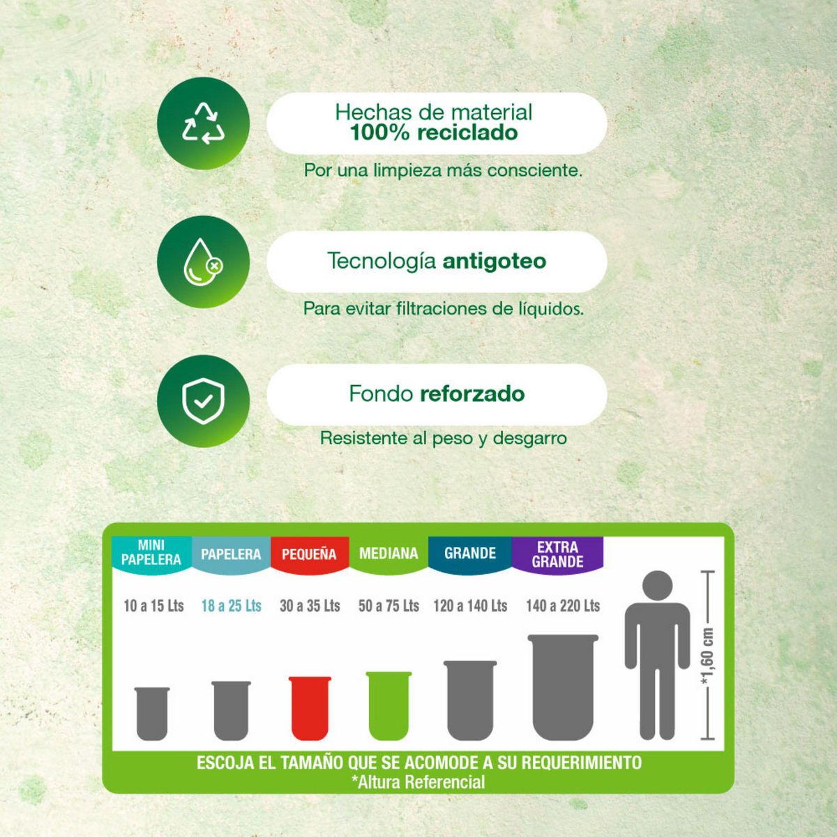 VIRUTEX - Bolsa de Basura Antibacterial 50 Litros 10und