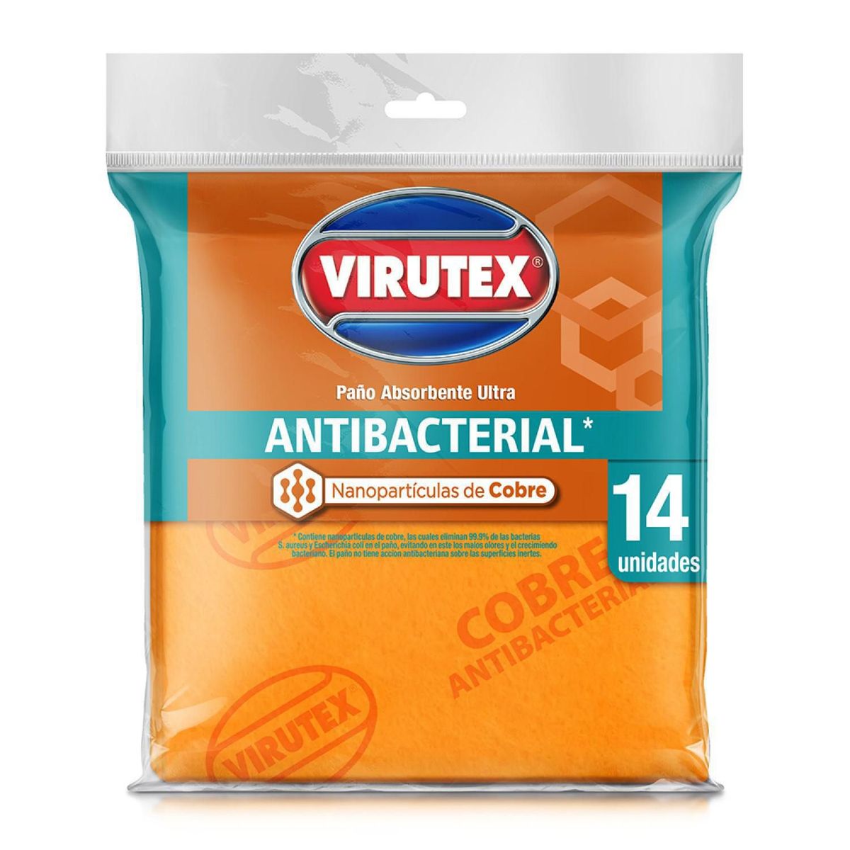 VIRUTEX - Paño Antibacterial Ultra Absorvente X 14 Virutex