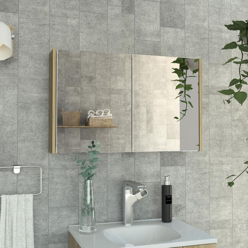 TUHOME - Botiquin de Baño Dos Puertas con Espejo Duna Rovere 80x50x14.5cm