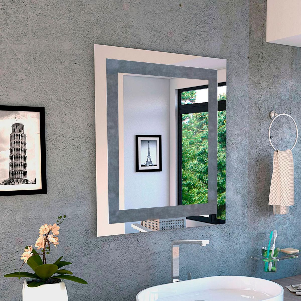 TUHOME - Espejo de Baño con Marco Interno Torino