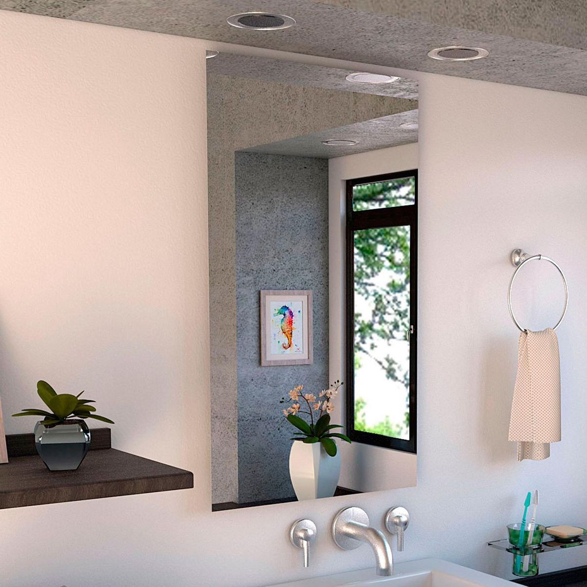 TUHOME - Espejo de Baño Sencillo Rectangular Garda