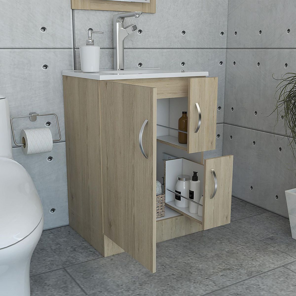 TUHOME - Mueble de Baño Vanitorio Vanguard Rovere/Blanco