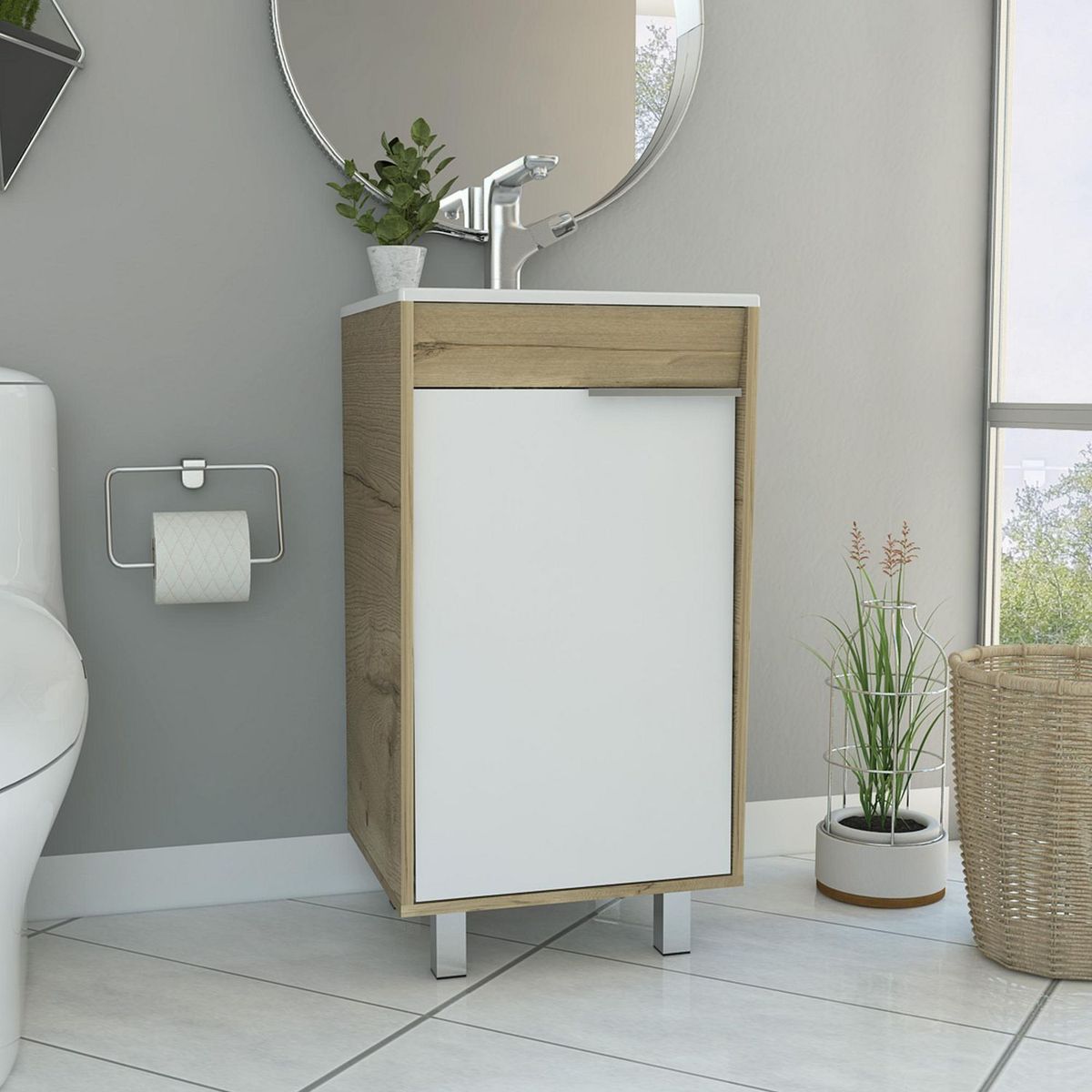 TUHOME - Mueble de Baño Vanitorio Carter a Piso Duna/Blanco