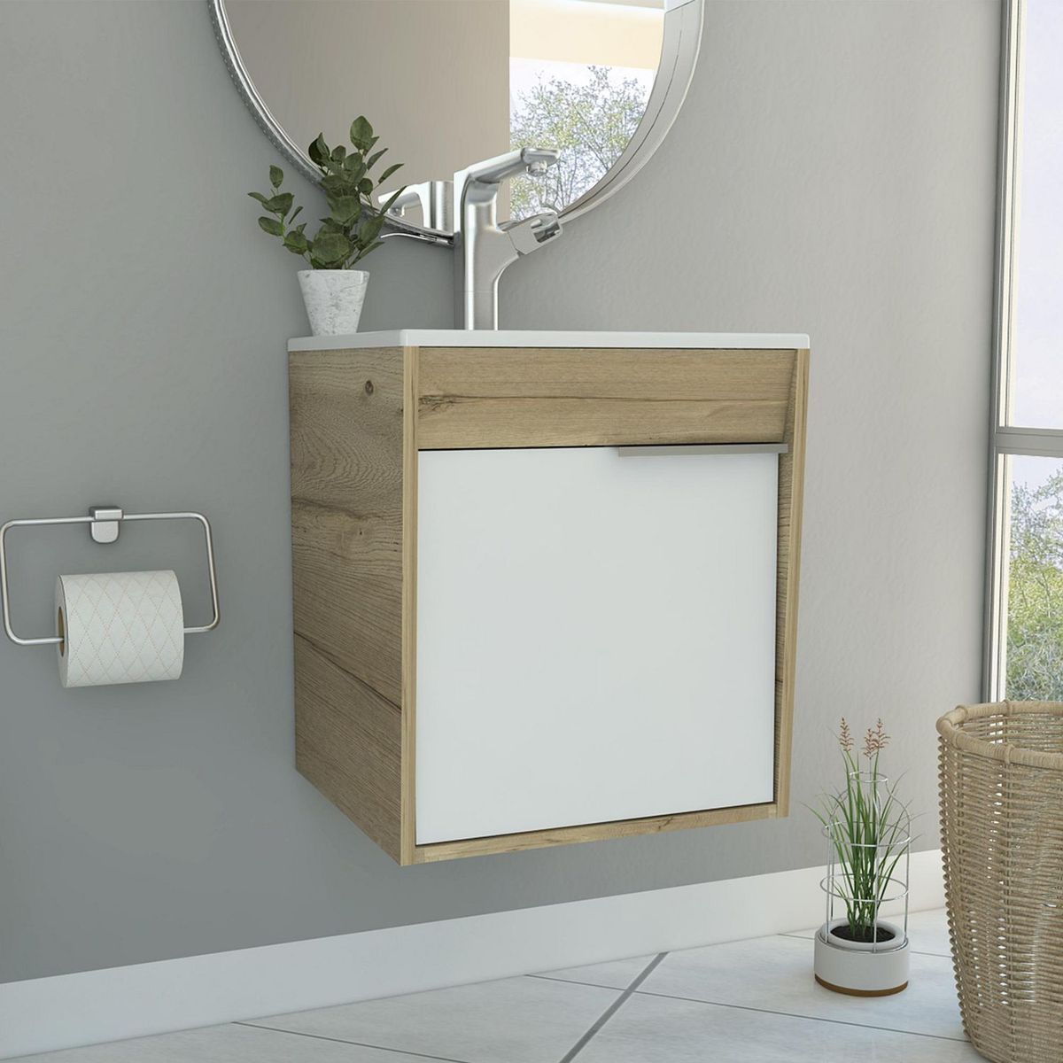 Mueble de Baño Vanitorio Carter Duna/Blanco Colgante 45x54x45cm, marca TUHOME - Foto Principal