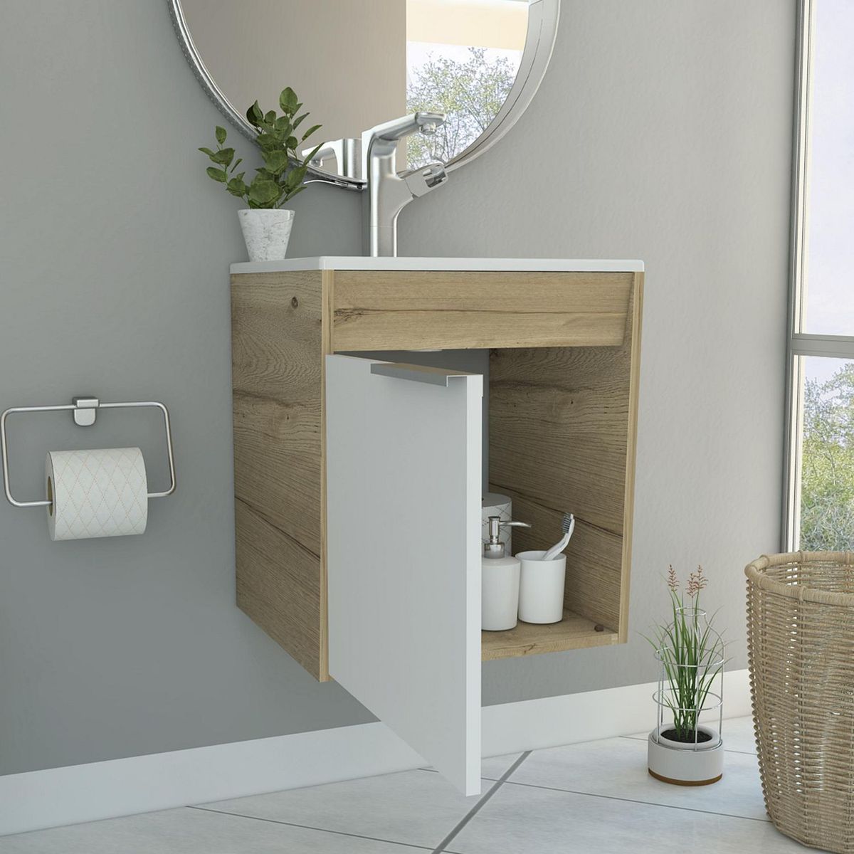 Mueble de Baño Vanitorio Carter Duna/Blanco Colgante 45x54x45cm, marca TUHOME - Foto 2