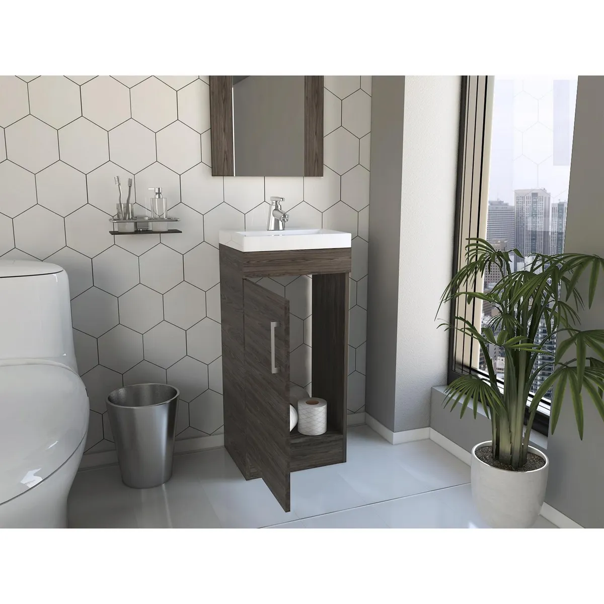 TUHOME - Mueble de Baño Vanitorio Madrid Coñac