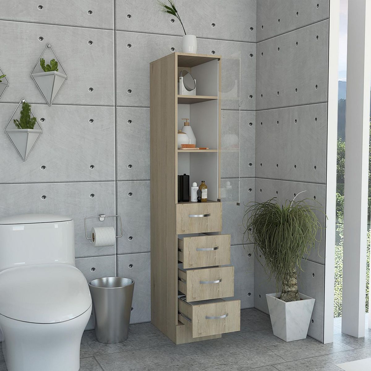 TUHOME - Mueble de Baño Organizador Auxiliar Vanguard Rovere/Blanco