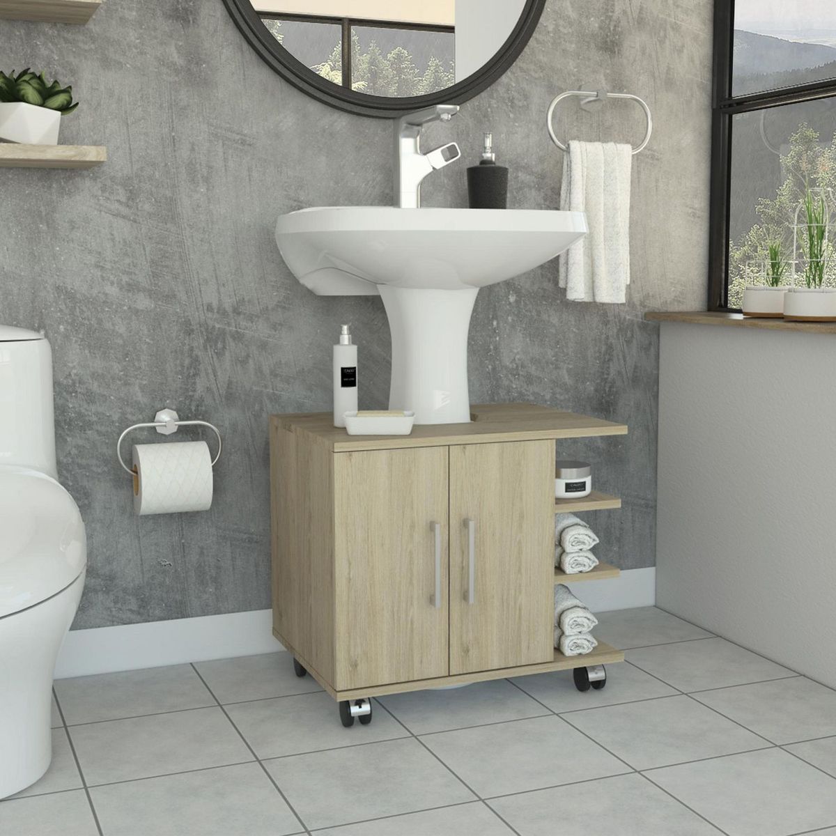 TUHOME - Mueble de Baño Organizador Lavamanos Rovere