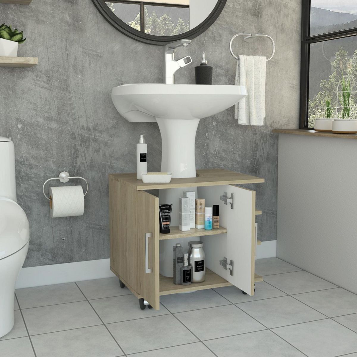TUHOME - Mueble de Baño Organizador Lavamanos Rovere