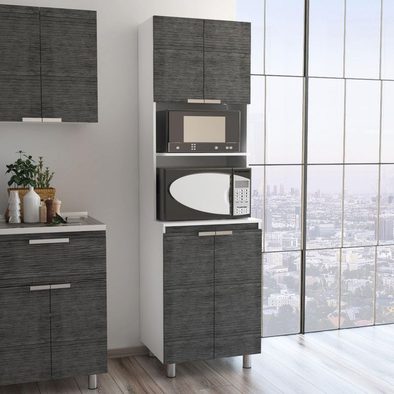TUHOME - Mueble de Cocina para Microondas Blanco Rojo 62cm ancho