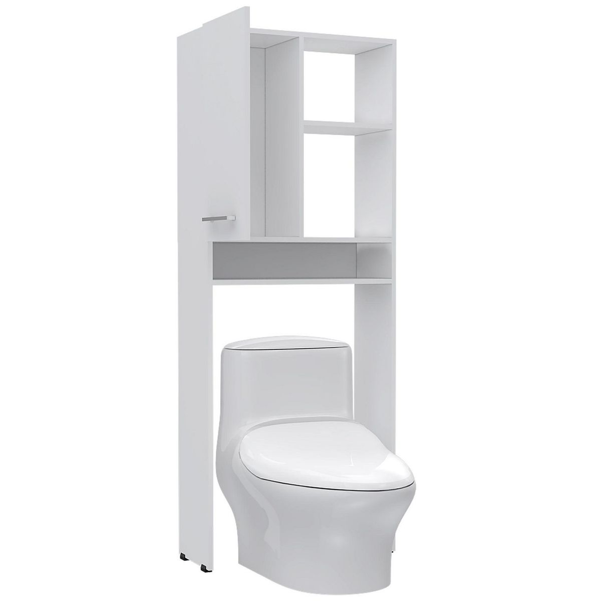 TUHOME - Mueble de Baño Organizador Sobre Inodoro Blanco Tres Repisas Una Puerta