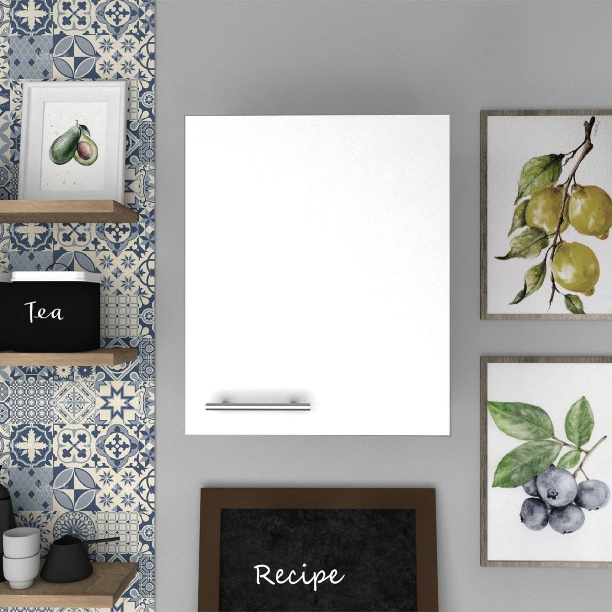 TUHOME - Mueble Aereo Cocina 1 Puerta Manchester Blanco