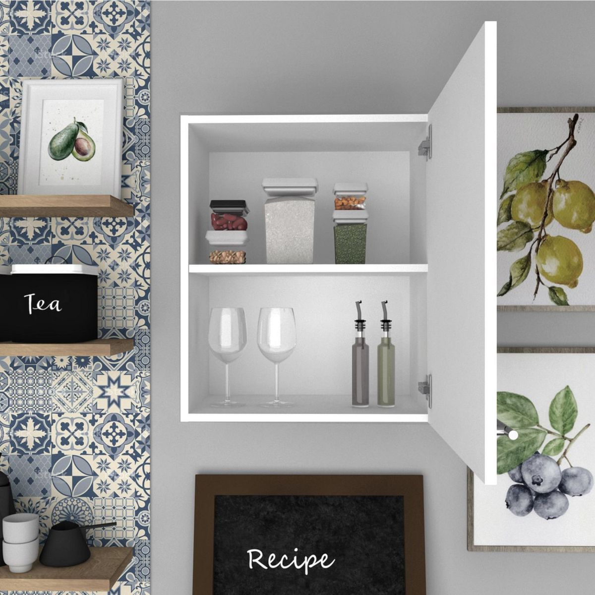 TUHOME - Mueble Aereo Cocina 1 Puerta Manchester Blanco