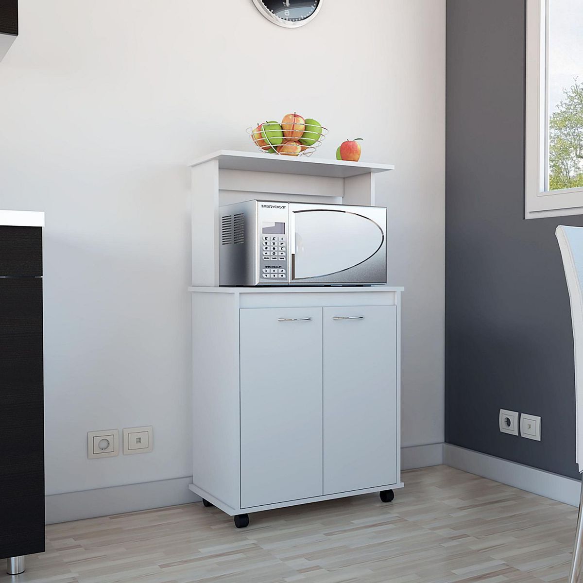 TUHOME - Mueble Bajo Microondas Kitchen Blanco