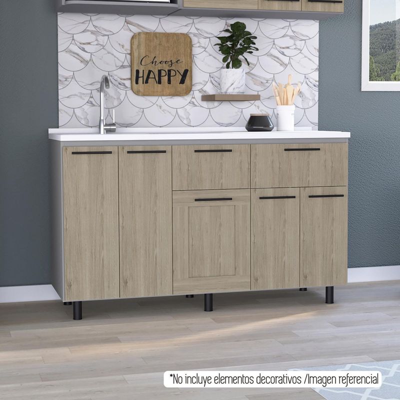 TUHOME - Puerta Pistón para Mueble de Cocina Modular Glamy Blanco 60cm ancho