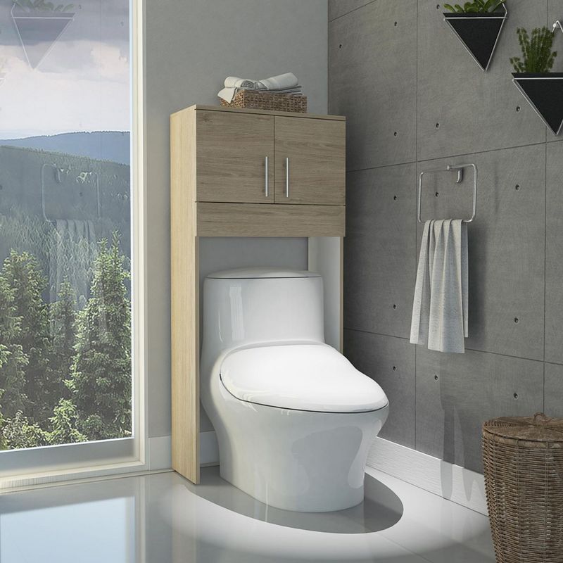 TUHOME - Mueble de Baño Organizador sobre Inodoro Rovere/Blanco Dos Puertas