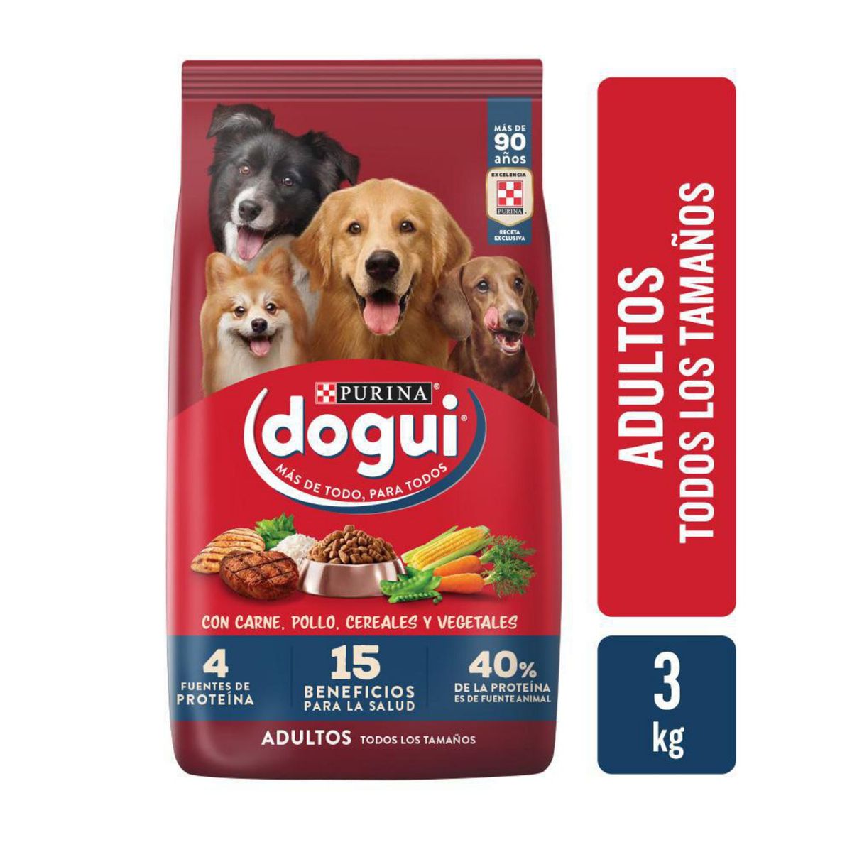 PURINA - Dogui Adultos Alimento para Perros 3kg Carne/Pollo/Cereales