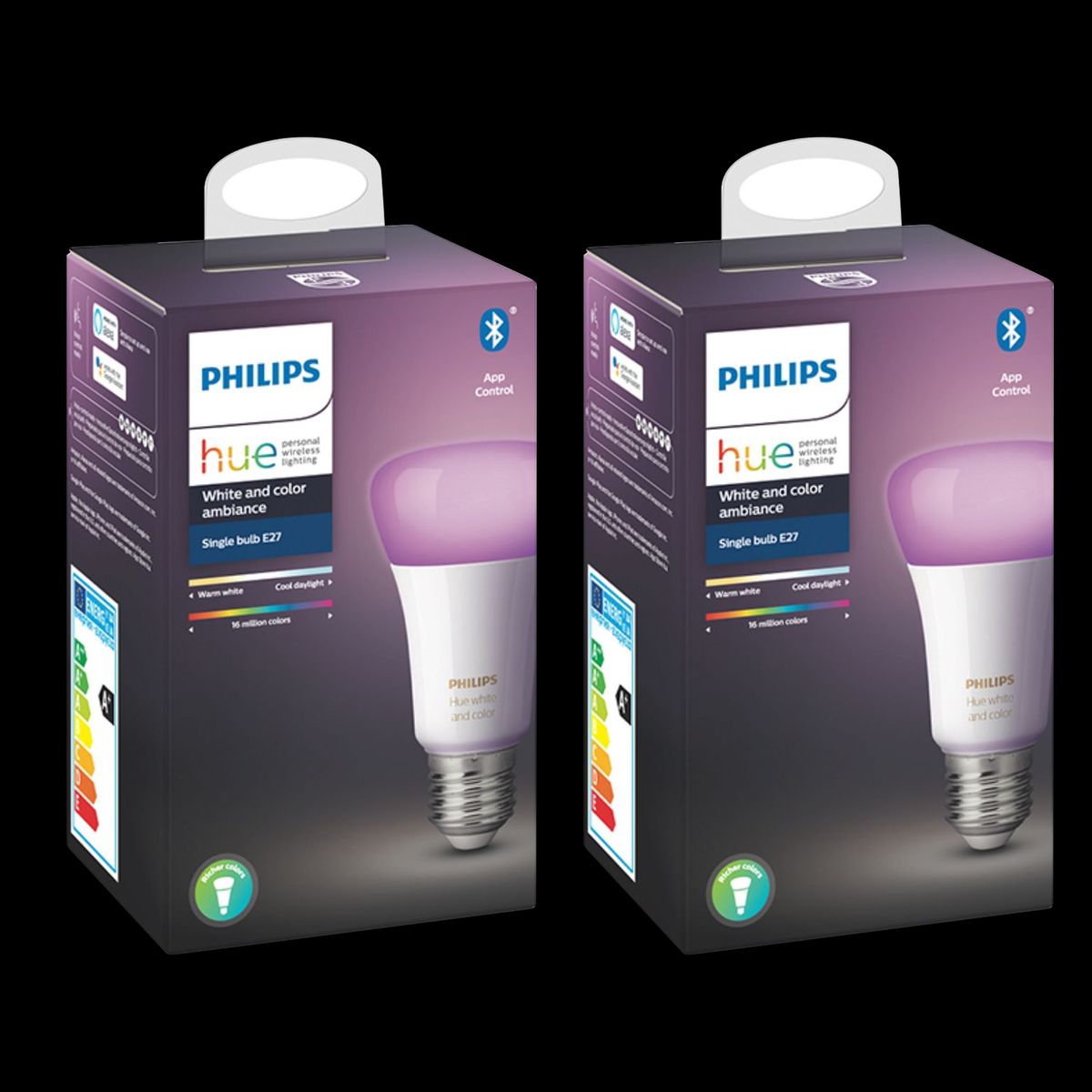 PHILIPS HUE - Pack X2 Hue Foco Inteligente Color E27 A60 9W