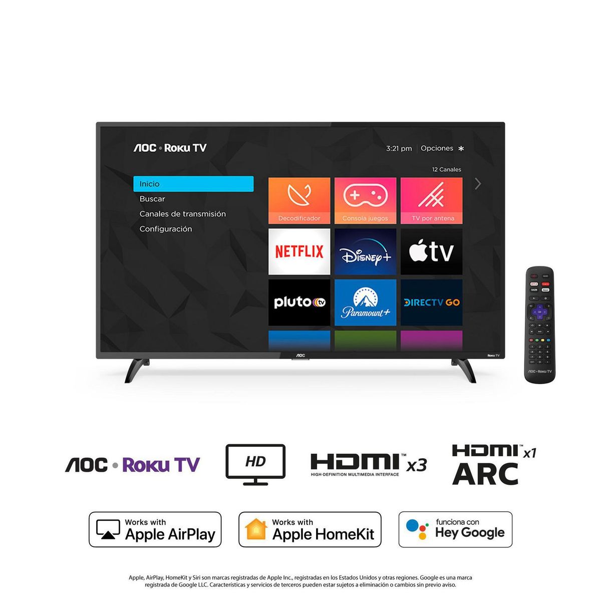 AOC - Televisor AOC HD Smart Roku TV 39" 39S5195
