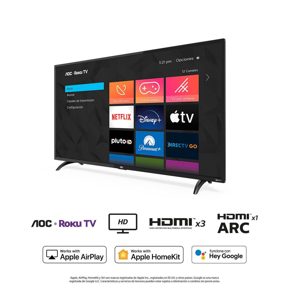 AOC - Televisor AOC HD Smart Roku TV 39" 39S5195