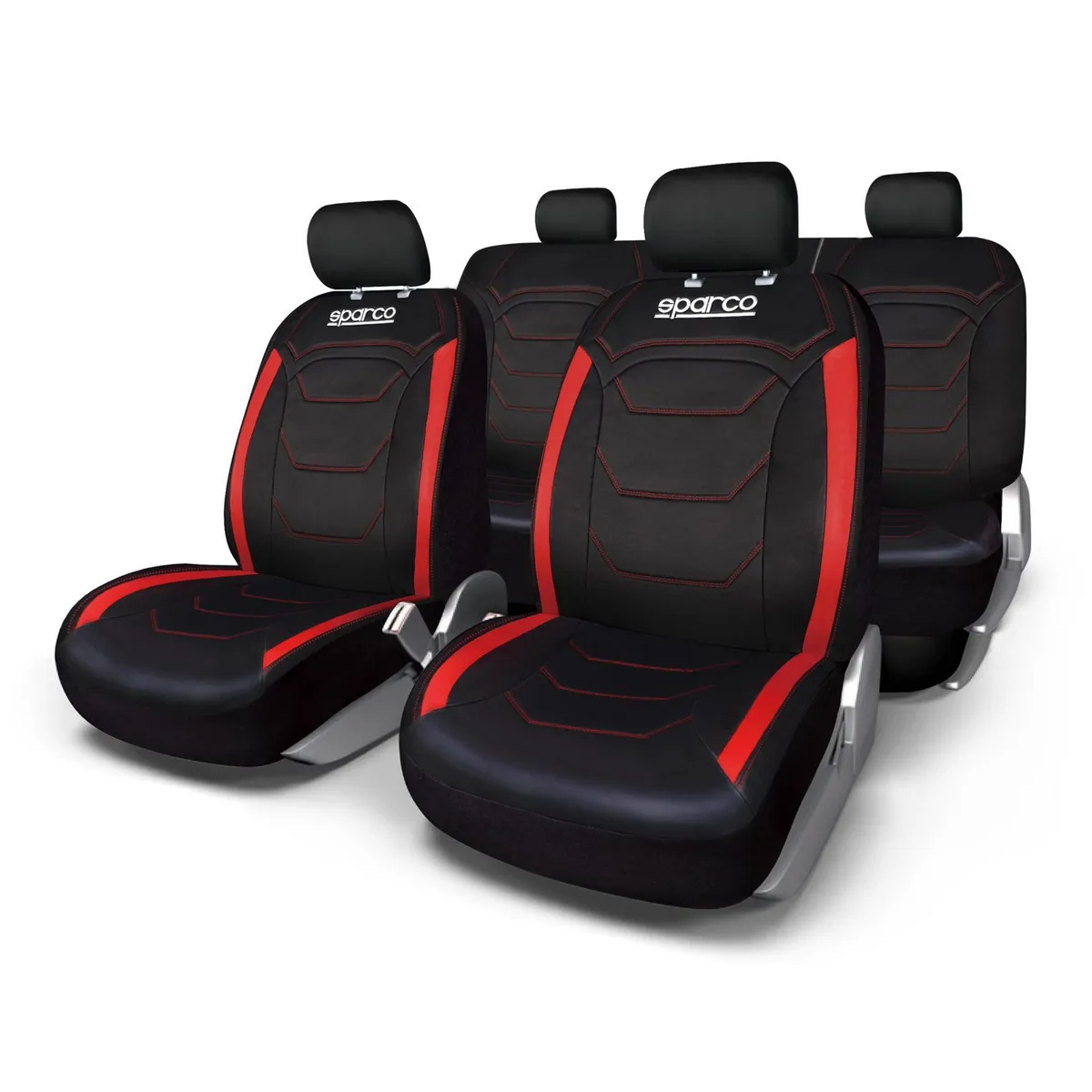 SPARCO - Set de Fundas para Asiento de Autos SPC Negro con Rojo