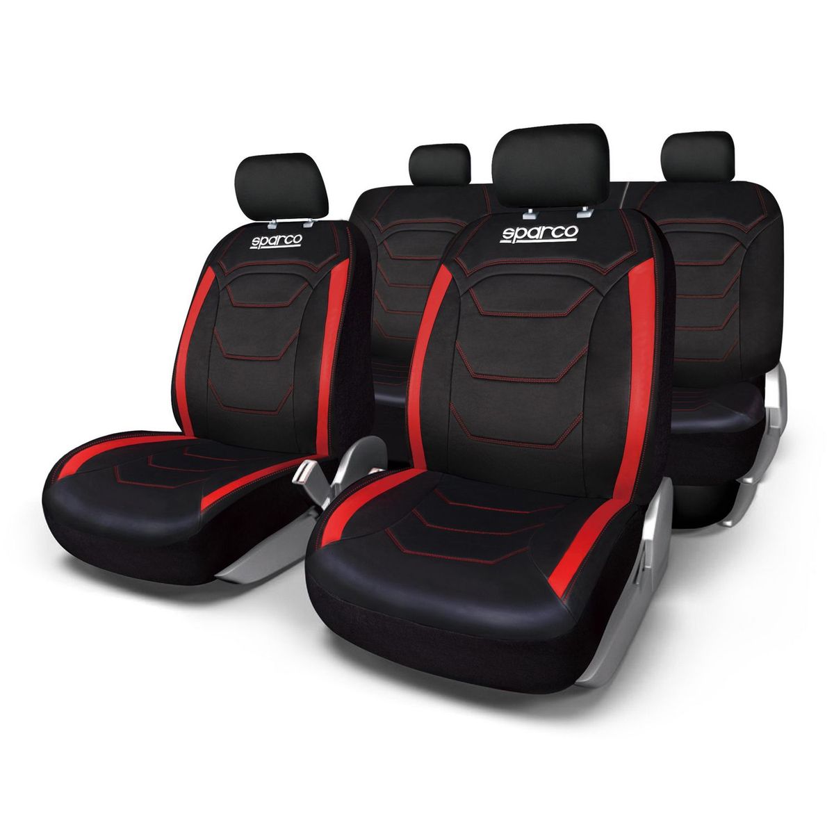 SPARCO - Set de Fundas para Asiento de Autos SPC Negro con Rojo