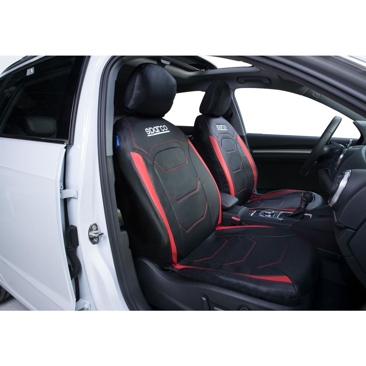 SPARCO - Set de Fundas para Asiento de Autos SPC Negro con Rojo