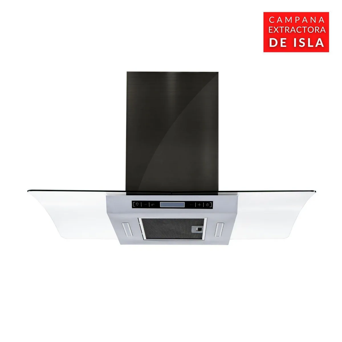 KLIMATIC - Campana Extractora Klimatic 90cm Decorativa Isla Isola Black Plus Negro