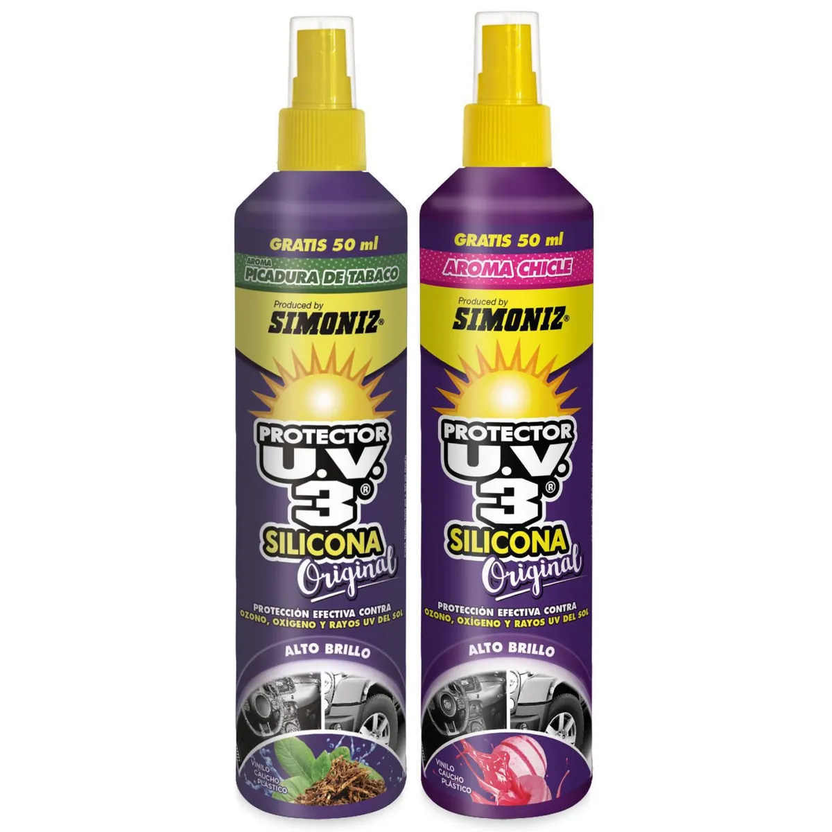 SIMONIZ - Kit de Silicona Autos Aroma Chicle + Picadura de Tabaco