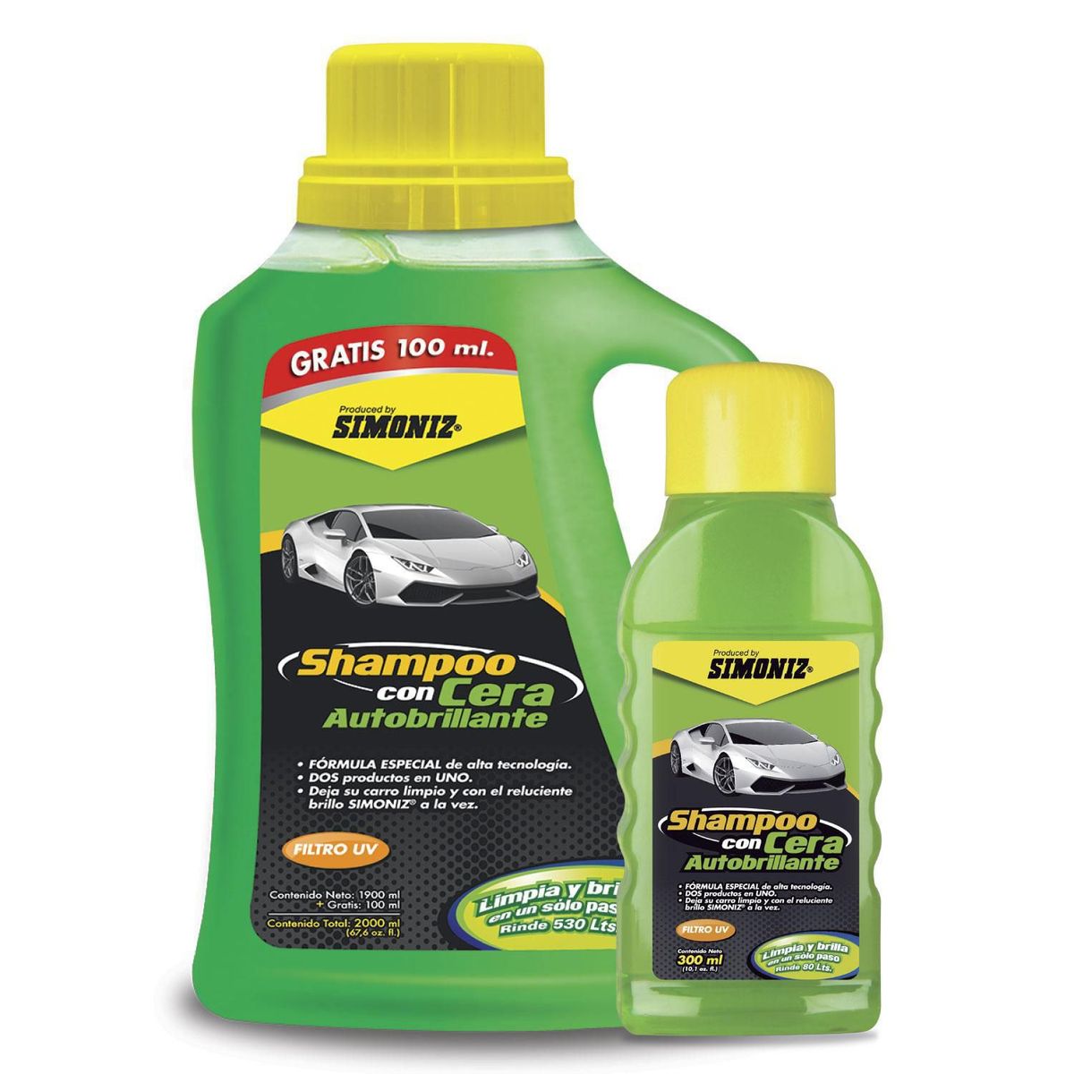 Kit de Shampoo para Autos Simoniz Shampoo con Cera Autobrillante 1.9 Litros + Shampoo con Cera Autobrillante 300 ml, marca SIMONIZ - Foto Principal