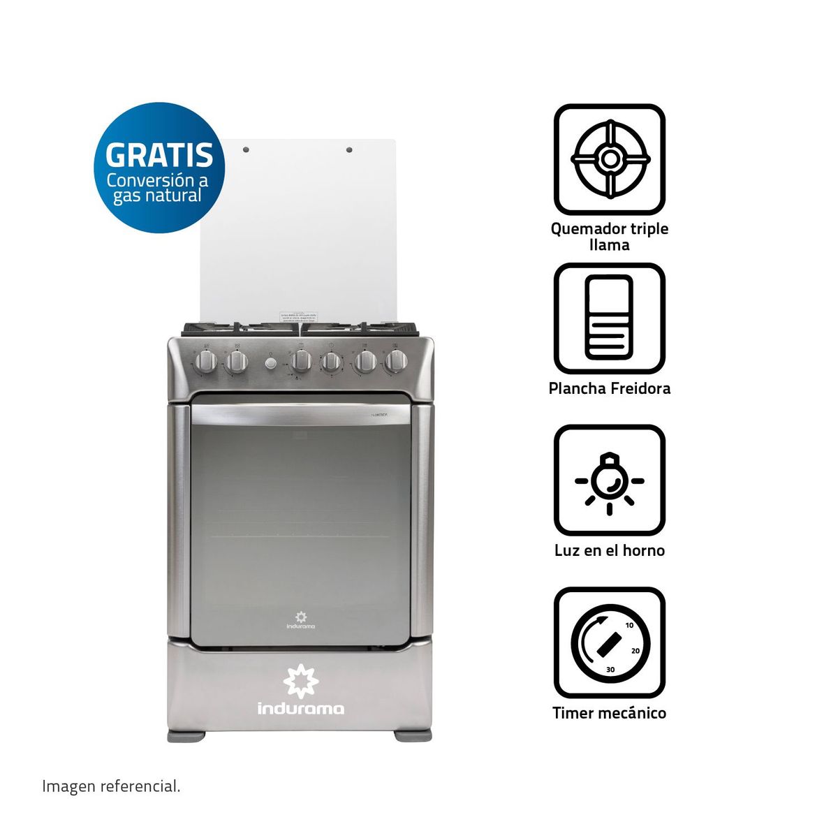 INDURAMA - Cocina Indurama a Gas 4 Hornillas Florencia Zafiro Croma