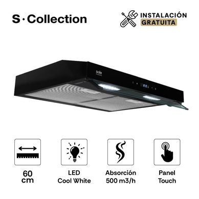 Campana Extractora 60cm S-Collection Slim Black TURE18CO Negro