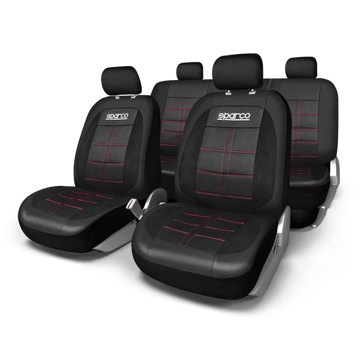SPARCO - Set de Fundas para Asiento de Autos Sparco Negro/Rojo de Pvc