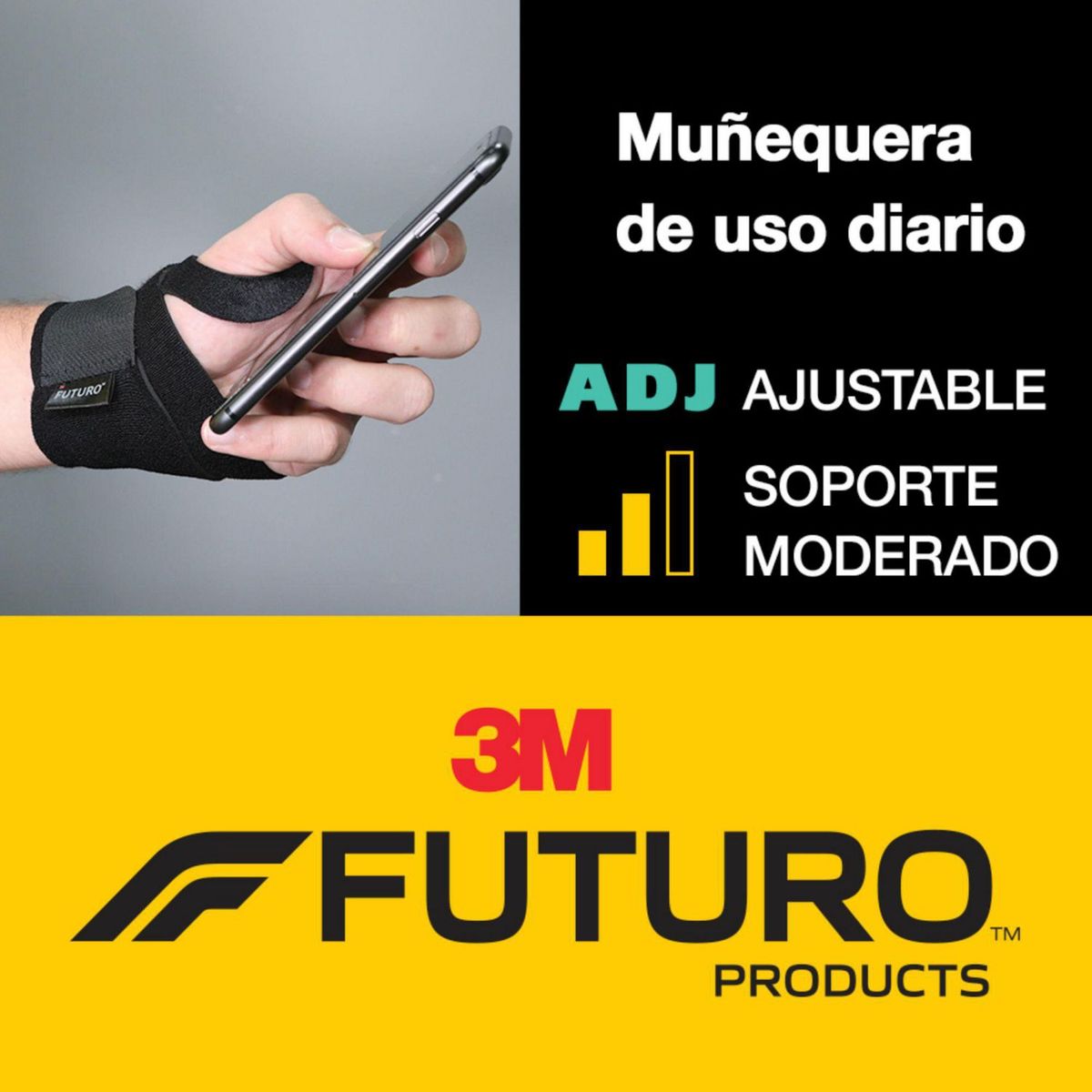 3M - Muñequera Ajustable Futuro 3M Negro