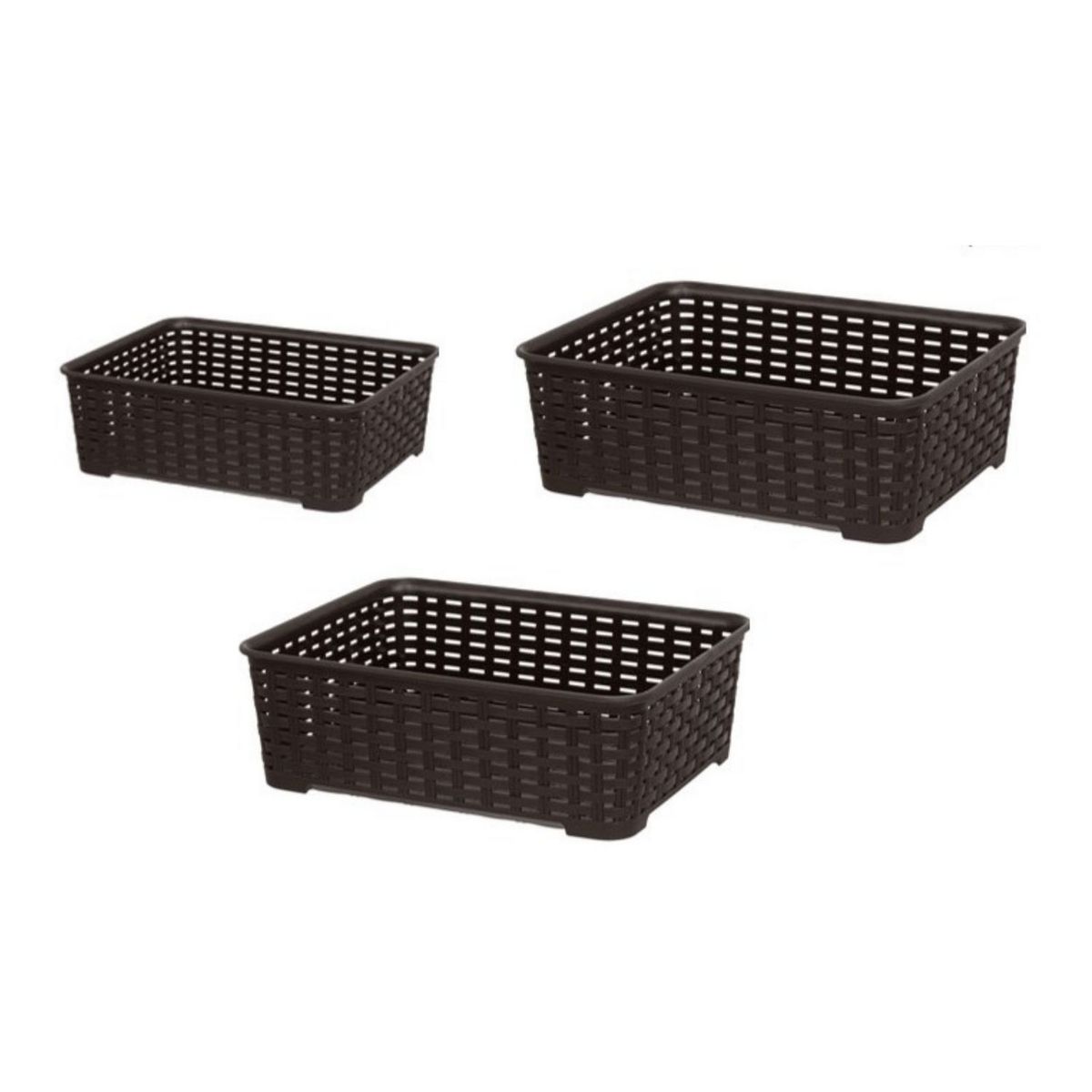 REYPLAST - Set x3 Canastillas Organizadoras Tavarua Marrón